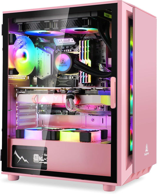 Segotep GANK 5 ATX Micro-ATX, MINI-ITX Mid Case - Pink